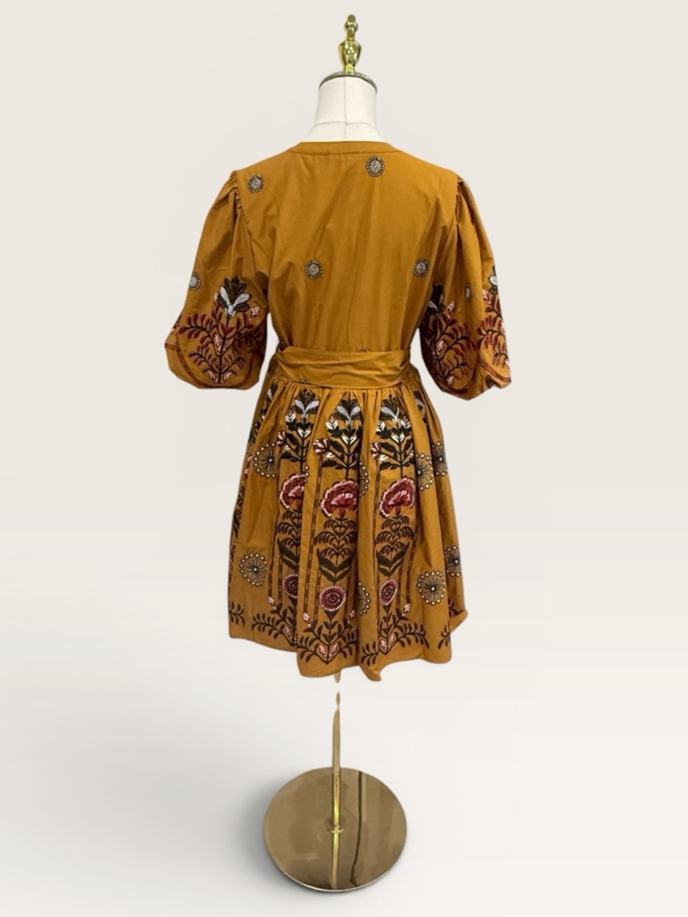 A Loves A Woven Floral Puff Sleeve Button Front Belted A-Line Flounce Dress NWT - Picture 8 of 16